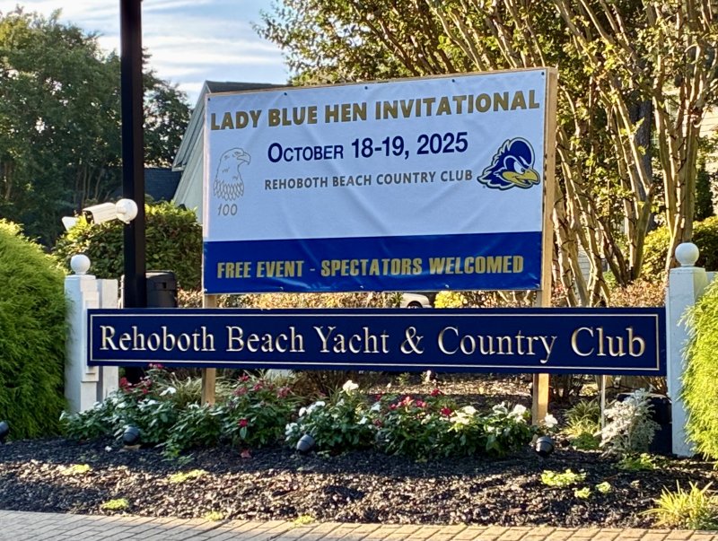 This sign welcomed those approaching the circle separating East Side and West Side Drives at Rehoboth Beach Yacht & Country Club.